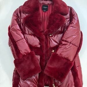 Women's Warm Red Puffer Jacket